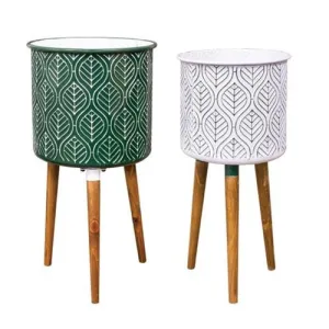 *2/Set Leaf Enamel Planters