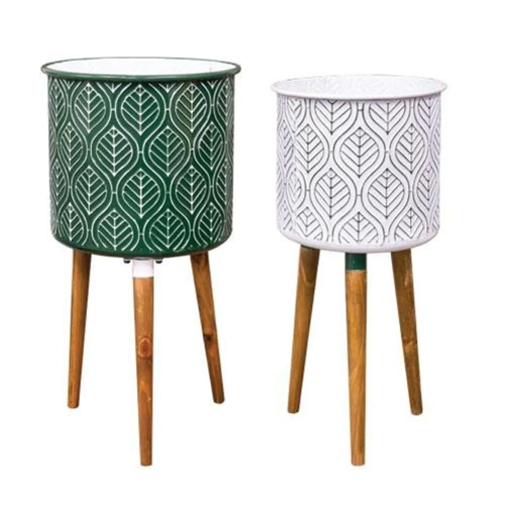 *2/Set Leaf Enamel Planters