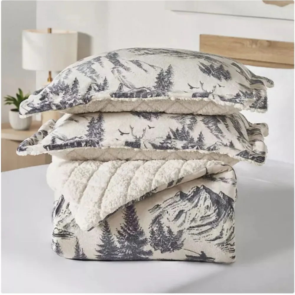 3-Piece Plush Comforter Set, Almond Full/Queen