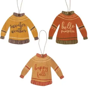 *3/Set Fall Sweater Wooden Ornaments