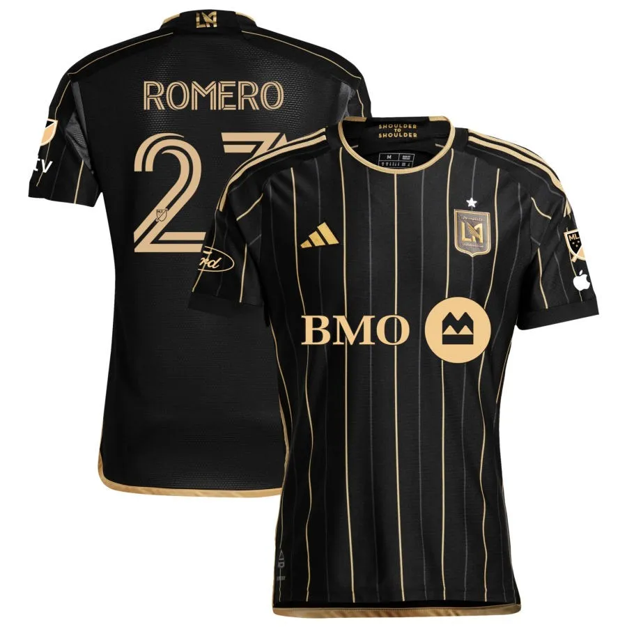adidas LAFC Authentic Abraham Romero Home Jersey w/ MLS   Apple TV   Ford Patches 24/25 (Black/Gold)