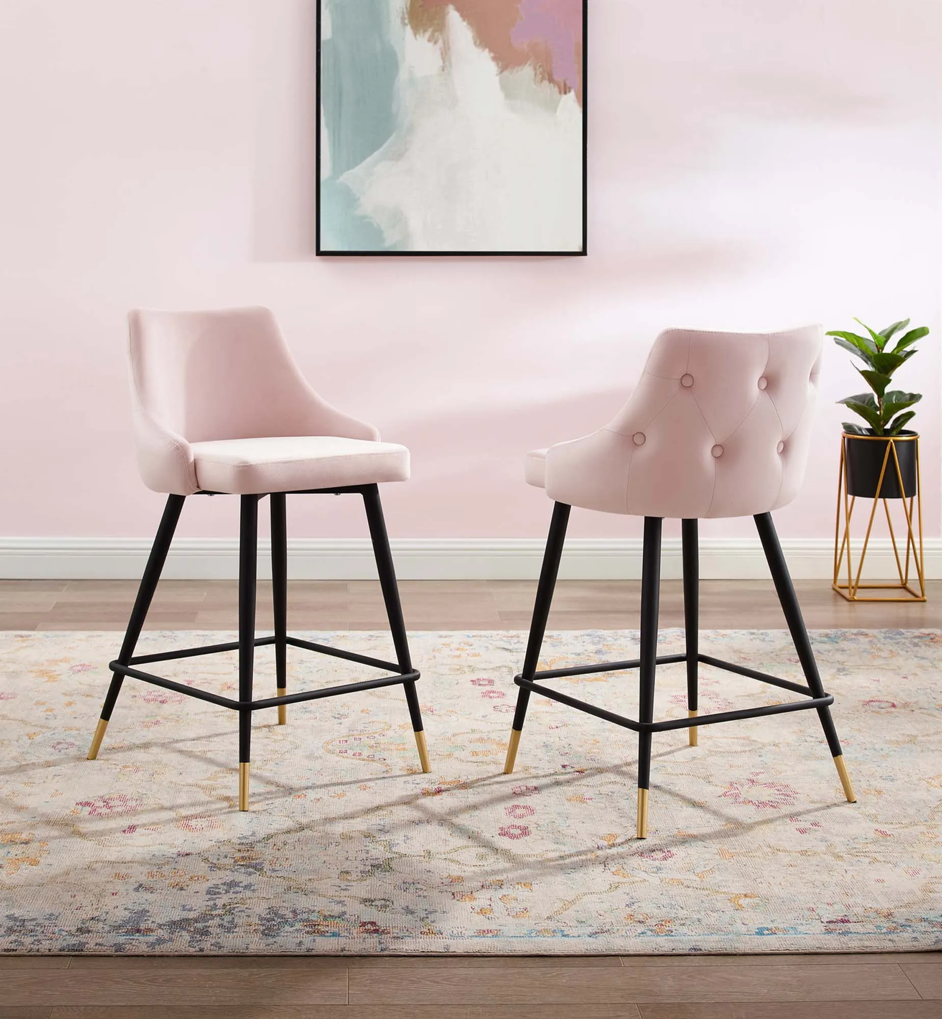 Adorn Performance Velvet Counter Stool Set of 2 by Modway