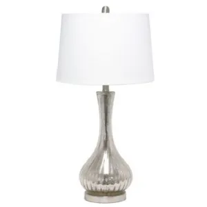 All The Rages Lalia Home Speckled Mercury Tear Drop Table Lamp with White Fabric Shade