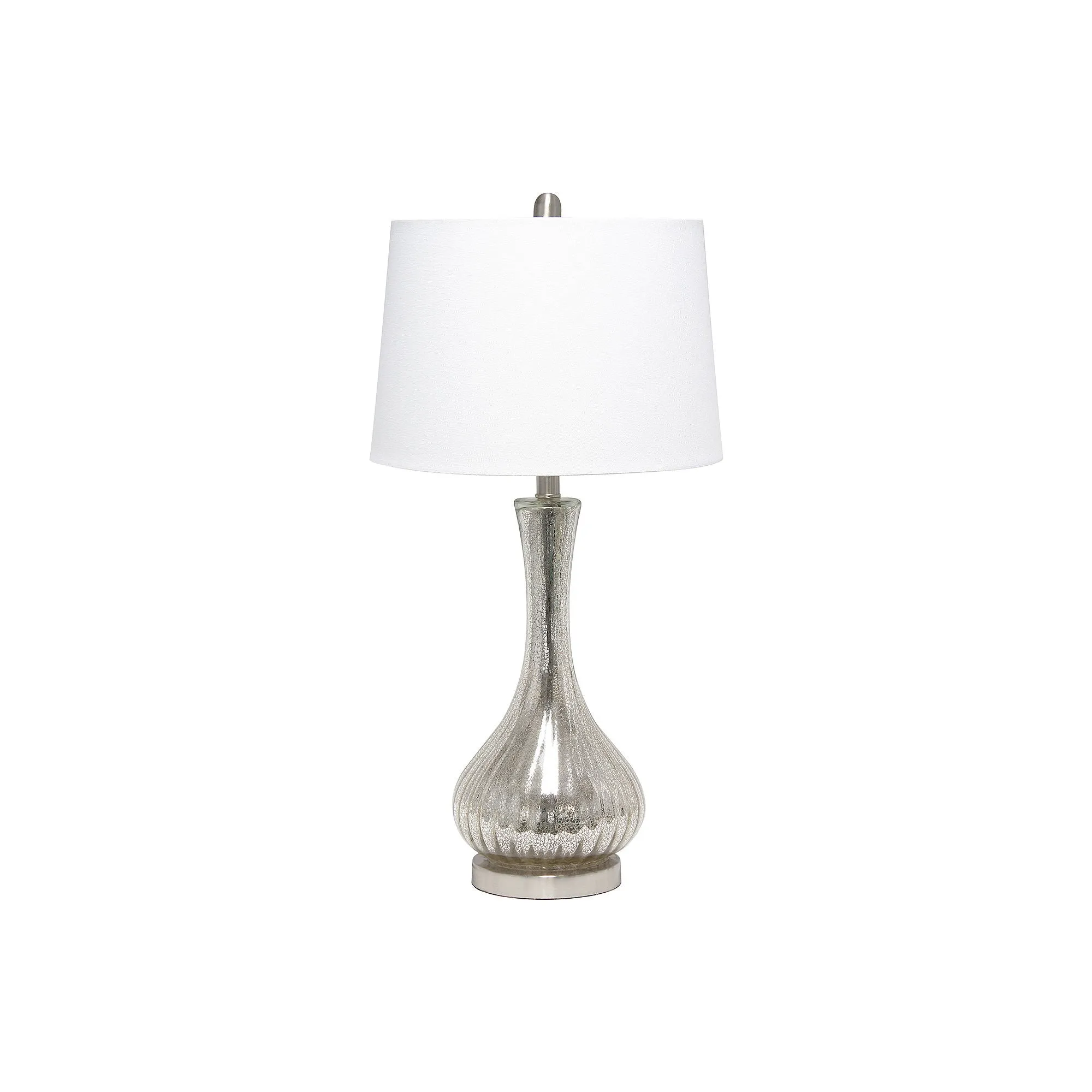 All The Rages Lalia Home Speckled Mercury Tear Drop Table Lamp with White Fabric Shade