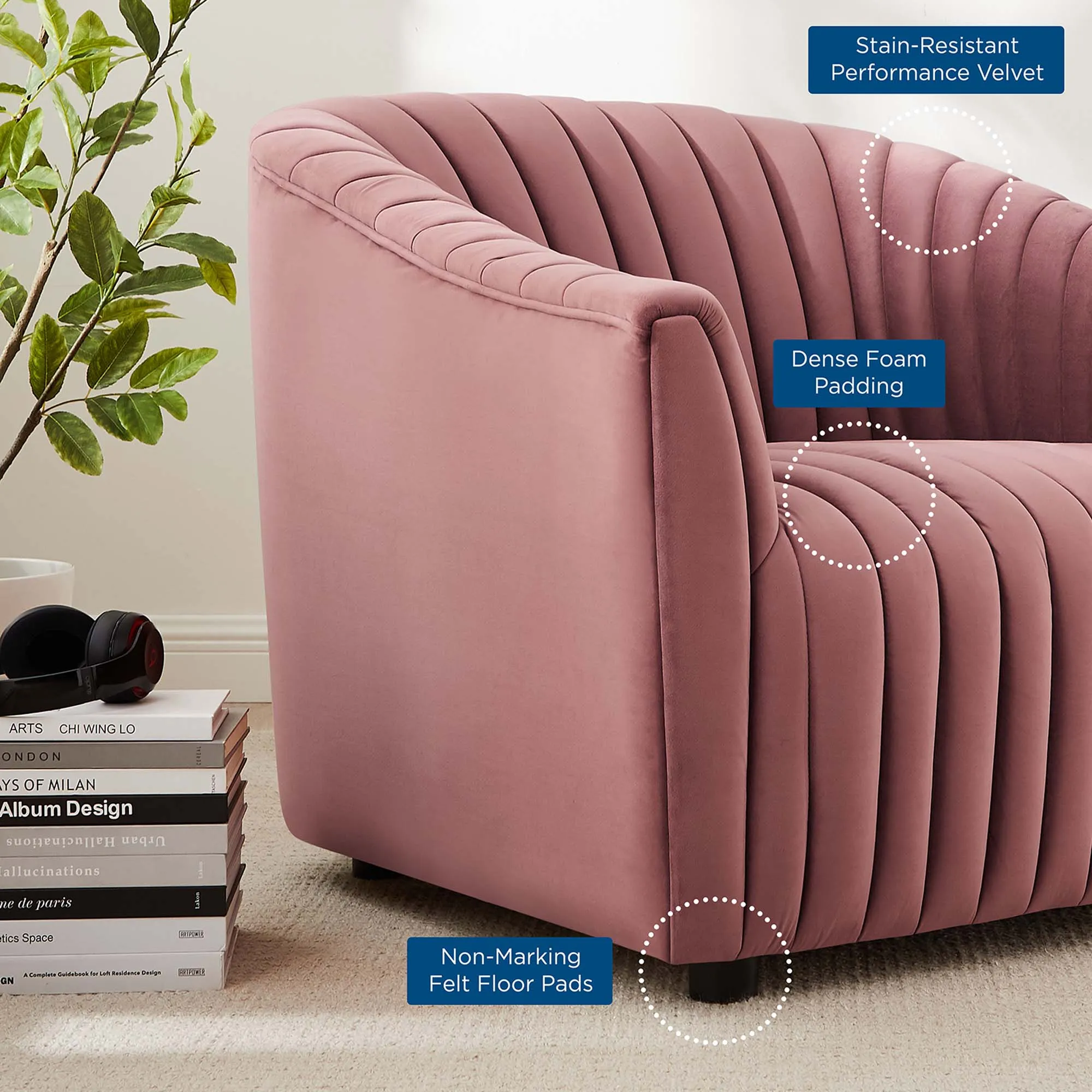 Announce Performance Velvet Channel Tufted Armchair by Modway
