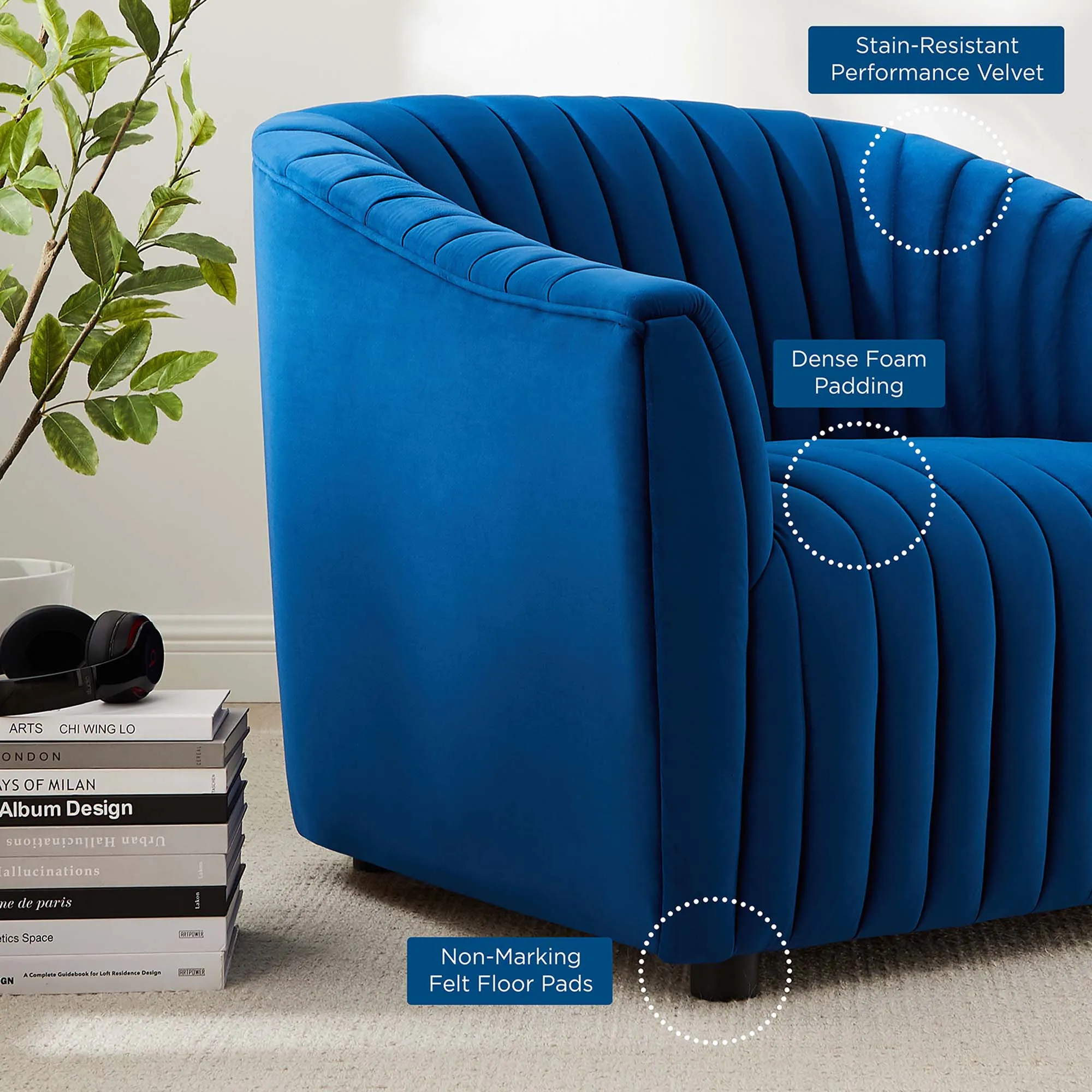 Announce Performance Velvet Channel Tufted Armchair by Modway