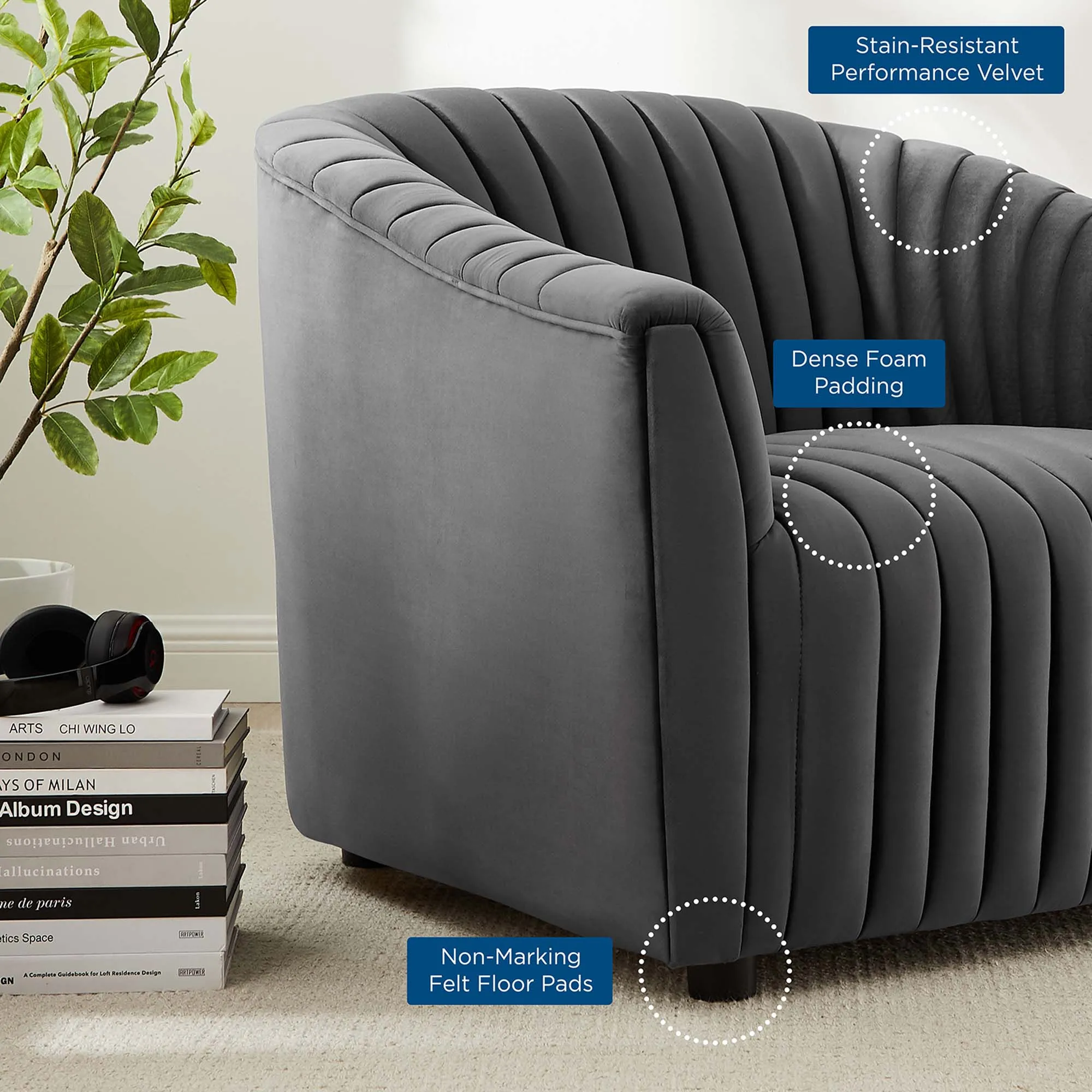 Announce Performance Velvet Channel Tufted Armchair by Modway