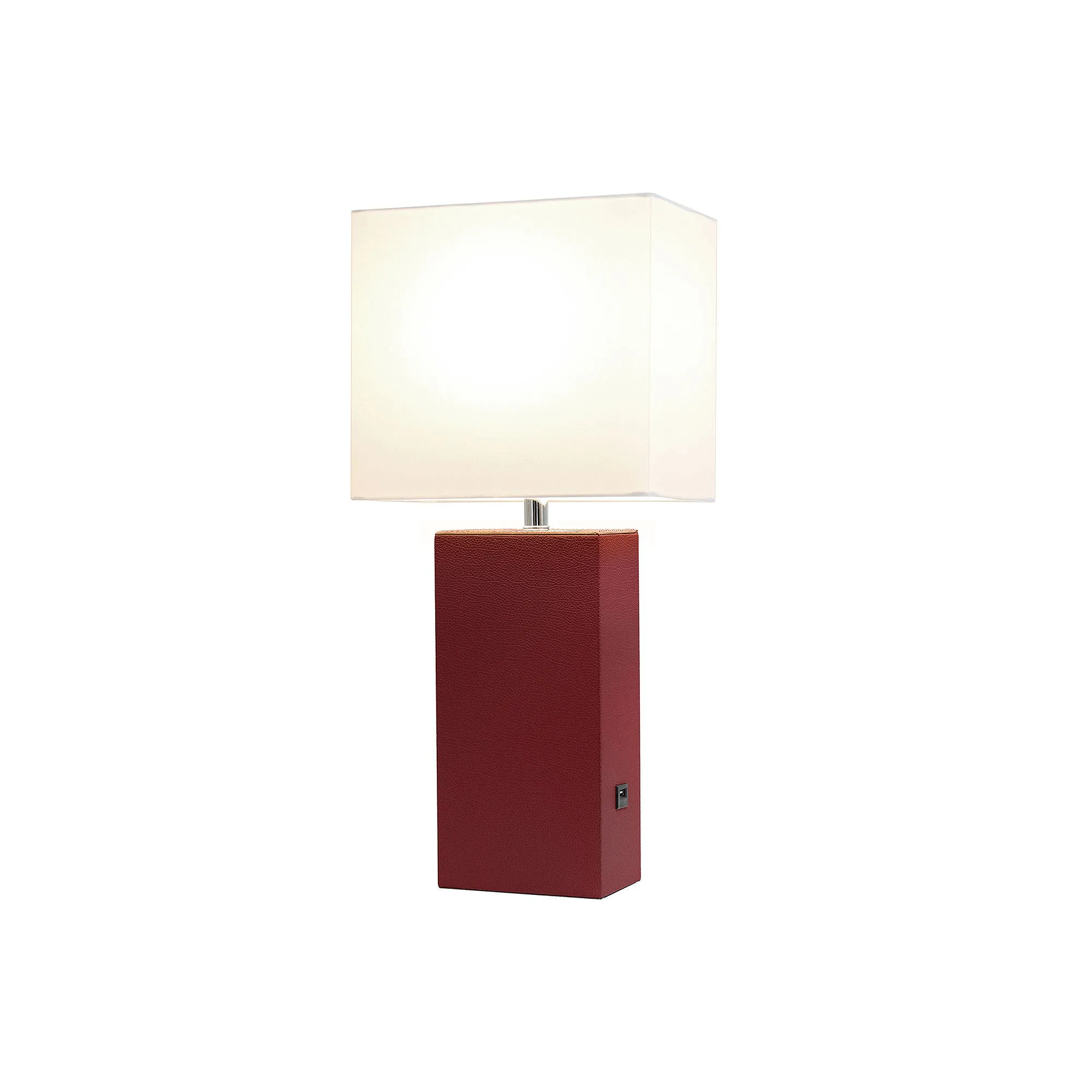 Asstd National Brand Modern Leather Table Lamp With Usb - RED ONE SIZE