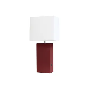 Asstd National Brand Modern Leather Table Lamp With Usb - RED ONE SIZE