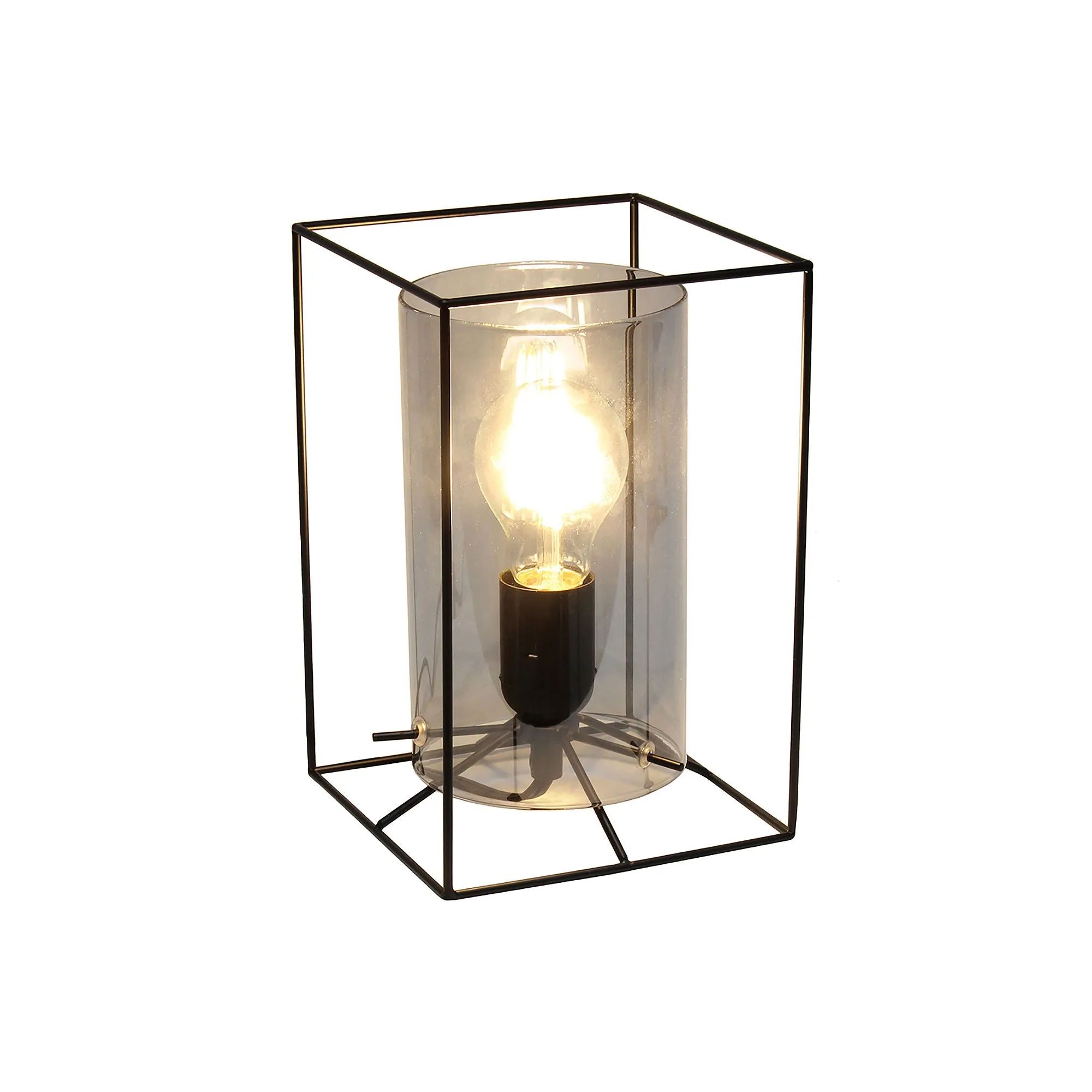 Asstd National Brand Small Black Metal Frame With Clear Shade Glass Table Lamp - BLACK SMOKE ONE SIZE