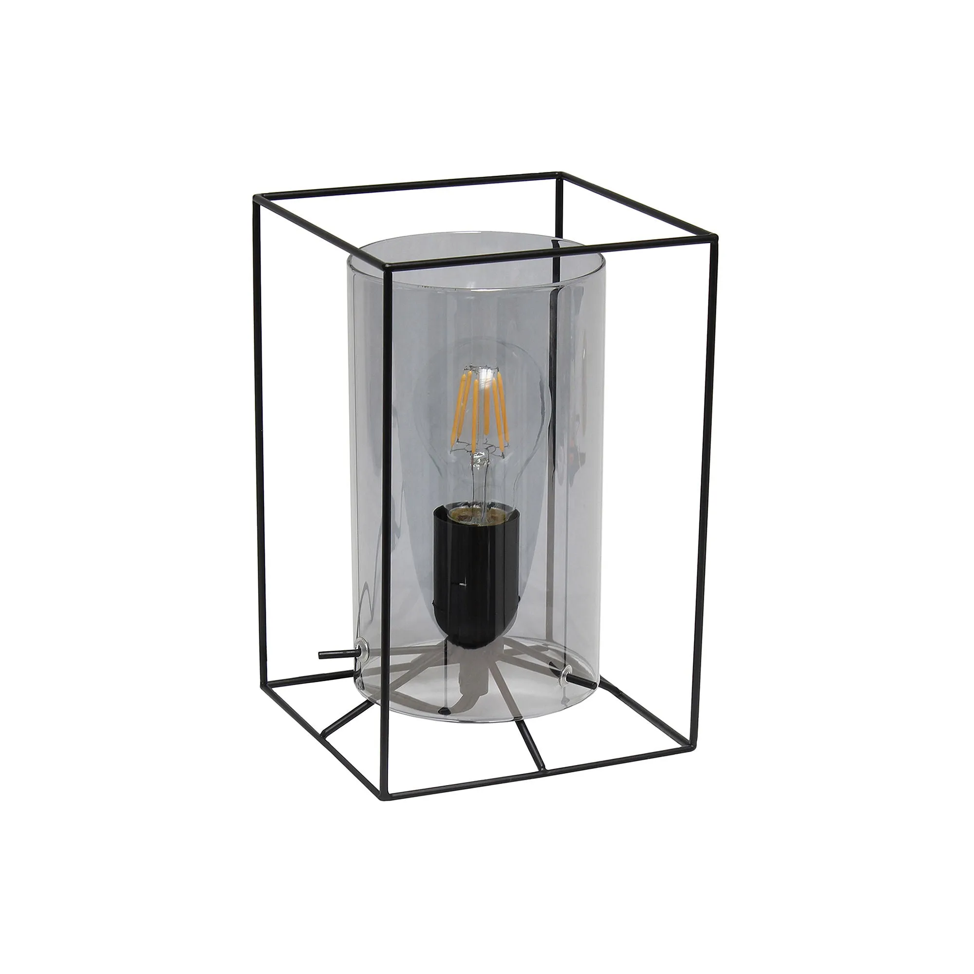 Asstd National Brand Small Black Metal Frame With Clear Shade Glass Table Lamp - BLACK SMOKE ONE SIZE
