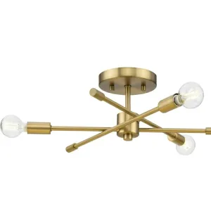 Avec 23350002191 Mondra Collection 18" Contemporary 3-Light Brushed Gold Semi Flush Mount Light