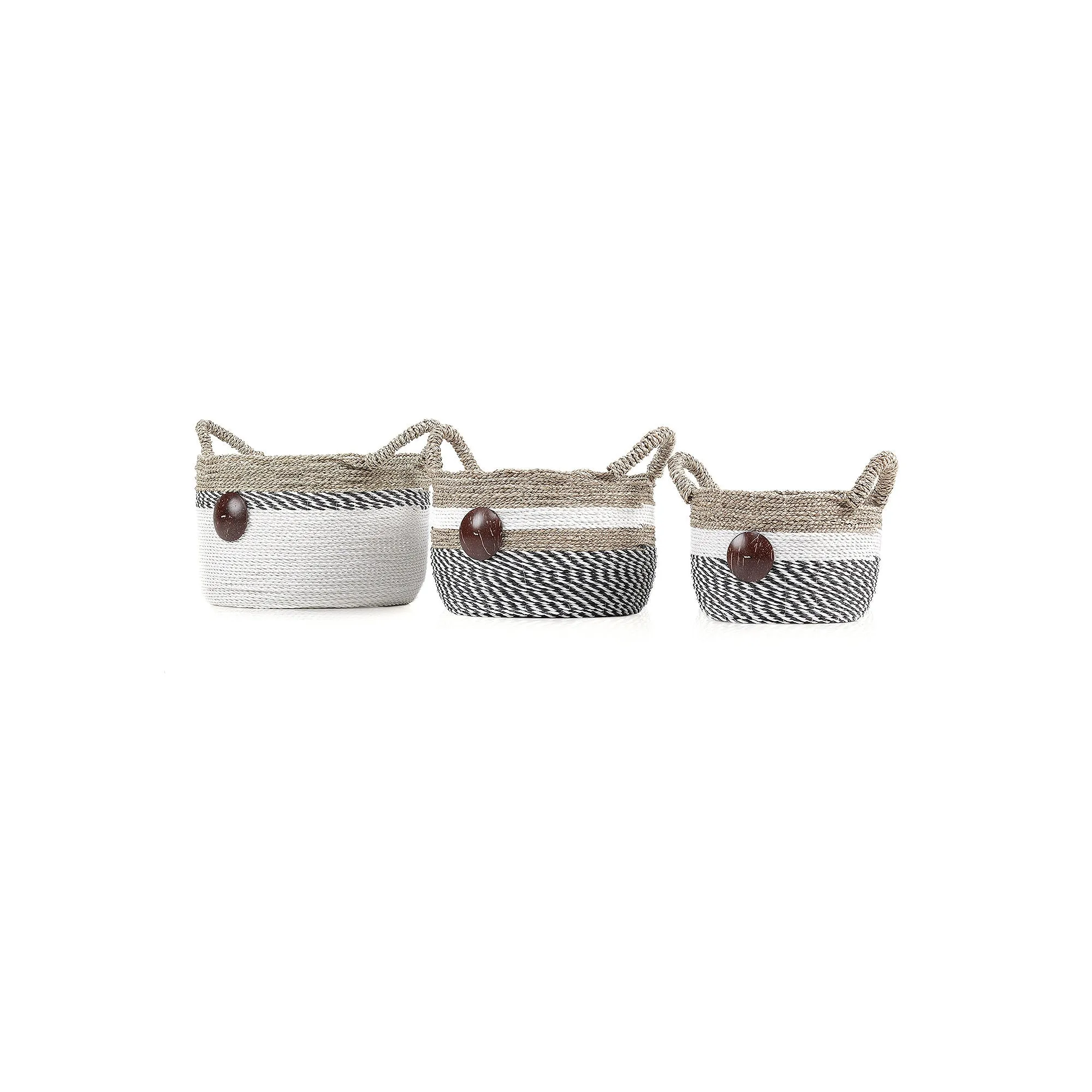 Baum Seagrass With Coco Button Decorative Storage Basket - NATURAL ONE SIZE