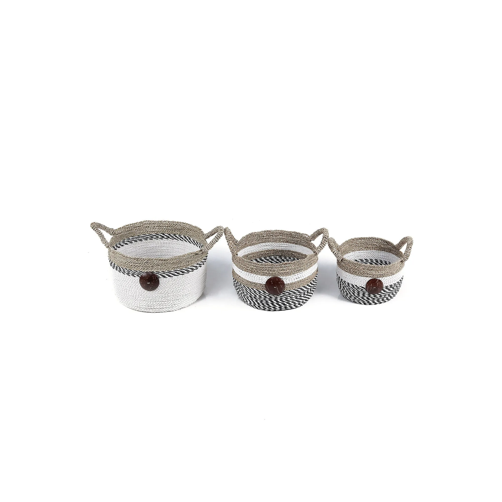 Baum Seagrass With Coco Button Decorative Storage Basket - NATURAL ONE SIZE