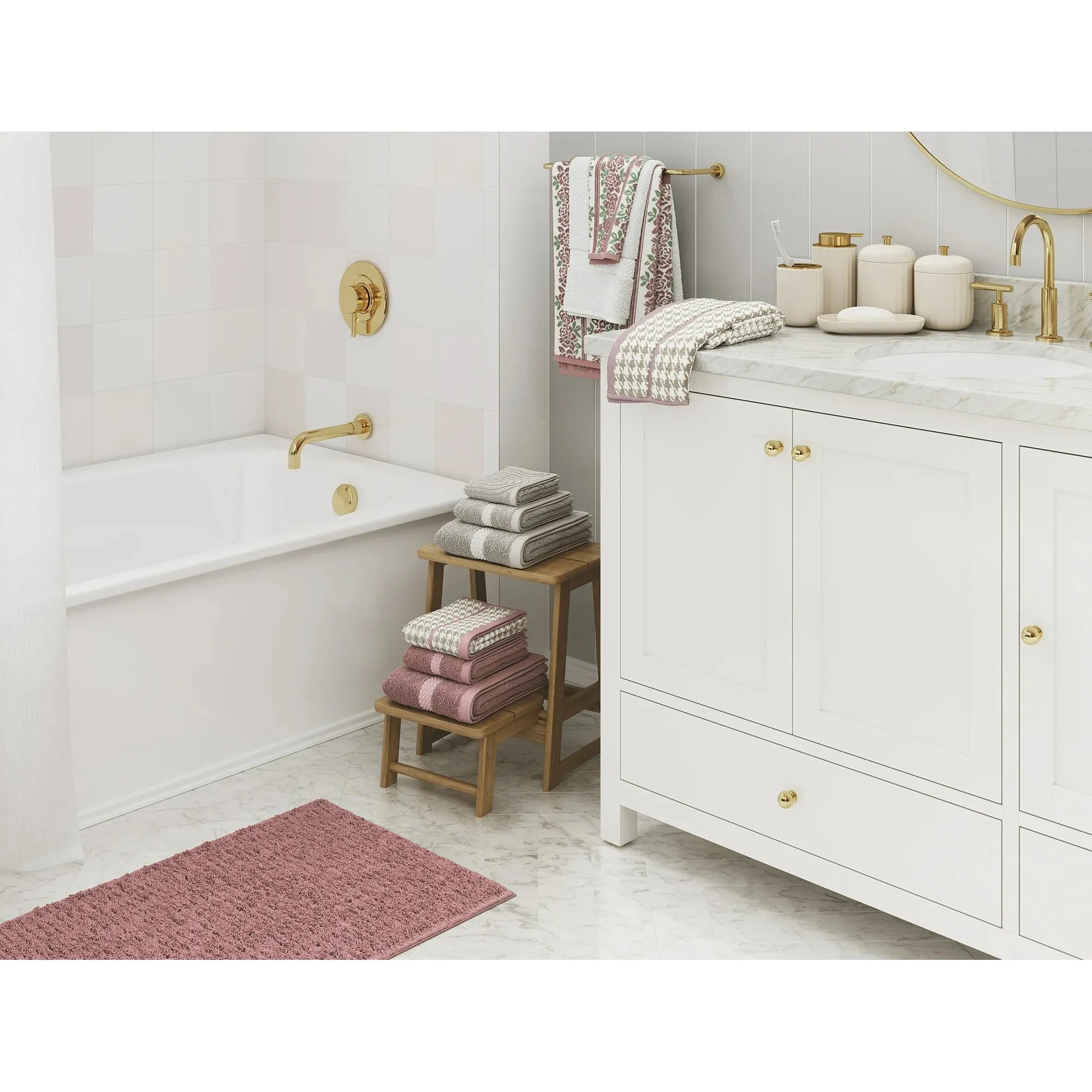 Beautiful BU5410013543645 Dobby 6pk Towel Set, Contains 2 Bath, 2 Hand, 2 Wash - Rose Pink by Drew Barrymore