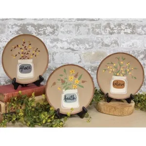 *Believe Grace Faith Mason Jar Plate 3 Asstd.