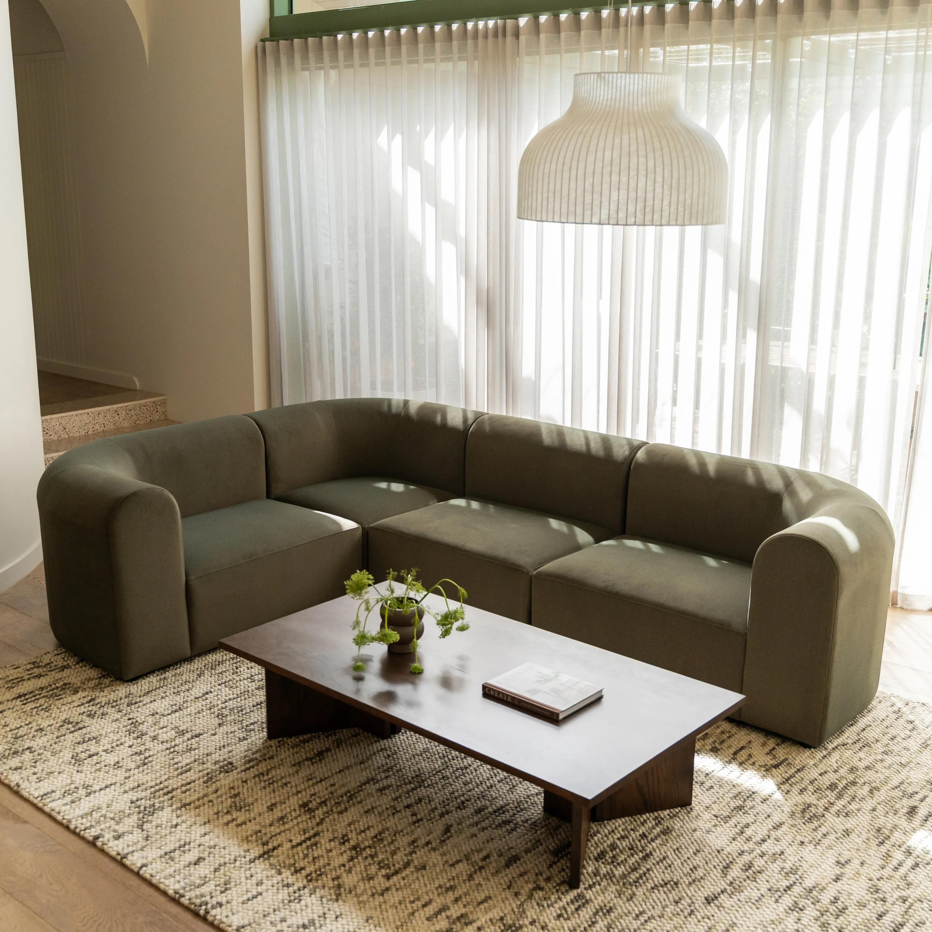Berg LHF Closed Chaise Sofa - Eden Leaf