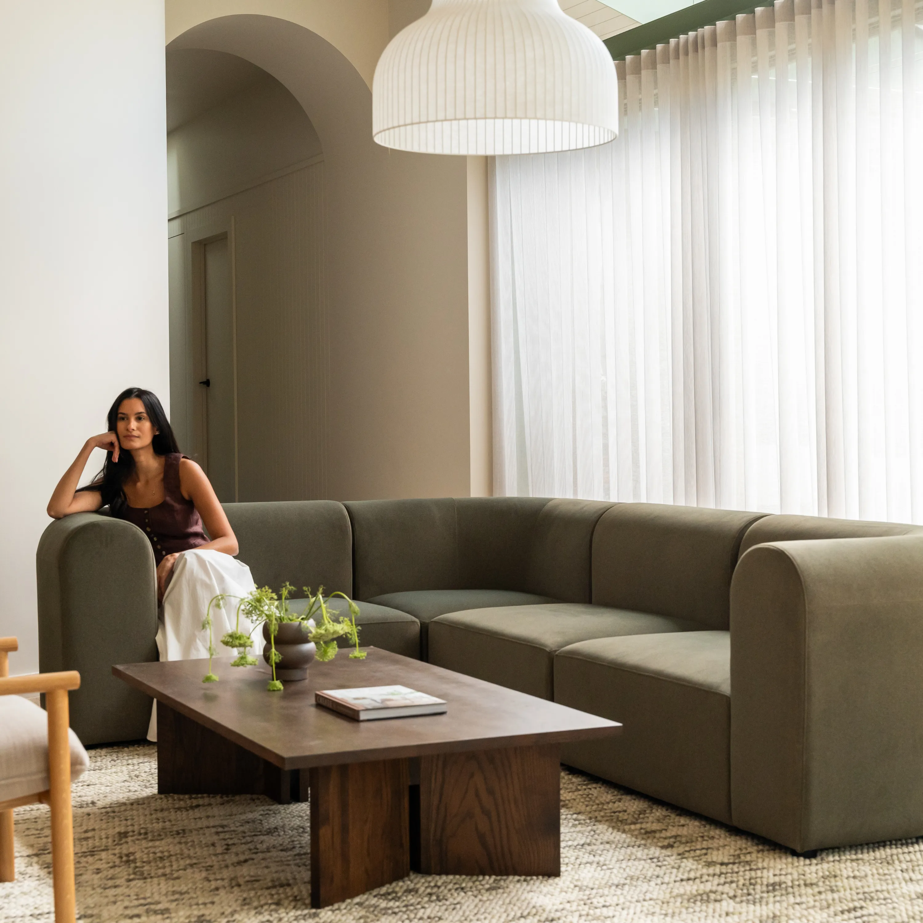 Berg LHF Closed Chaise Sofa - Eden Leaf