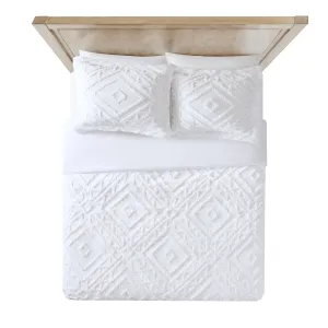 Better Homes & Gardens BH18-001-399-43 Chenille 3 Piece Duvet Cover Set, King, White