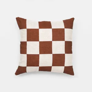 Big Check Square Cushion - Rust