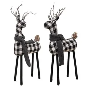 *Black & White Plaid Deer 20" H 2 Asstd.