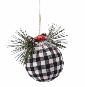 *Black/White Plaid Ball Ornament