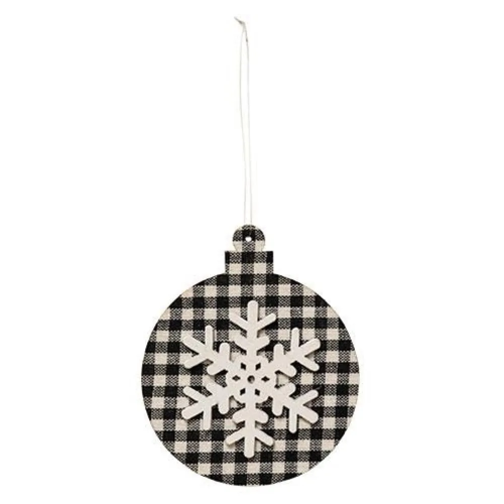 *Black/White Plaid Snowflake Ornament Ball