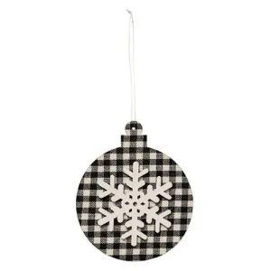 *Black/White Plaid Snowflake Ornament Ball