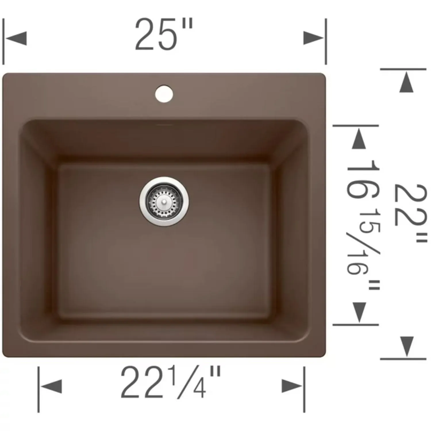 Blanco 401927 Liven 25" Dual Mount Single Basin Silgranit Laundry Sink - Black