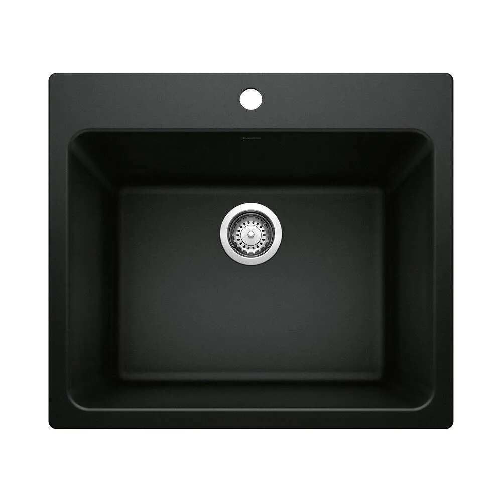 Blanco 401927 Liven 25" Dual Mount Single Basin Silgranit Laundry Sink - Black