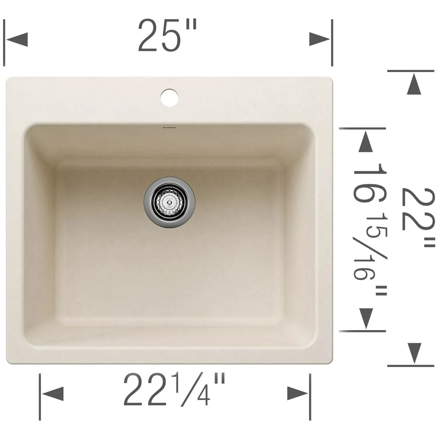 Blanco 401927 Liven 25" Dual Mount Single Basin Silgranit Laundry Sink - Black