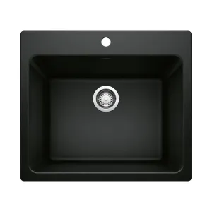 Blanco 401927 Liven 25" Dual Mount Single Basin Silgranit Laundry Sink - Black