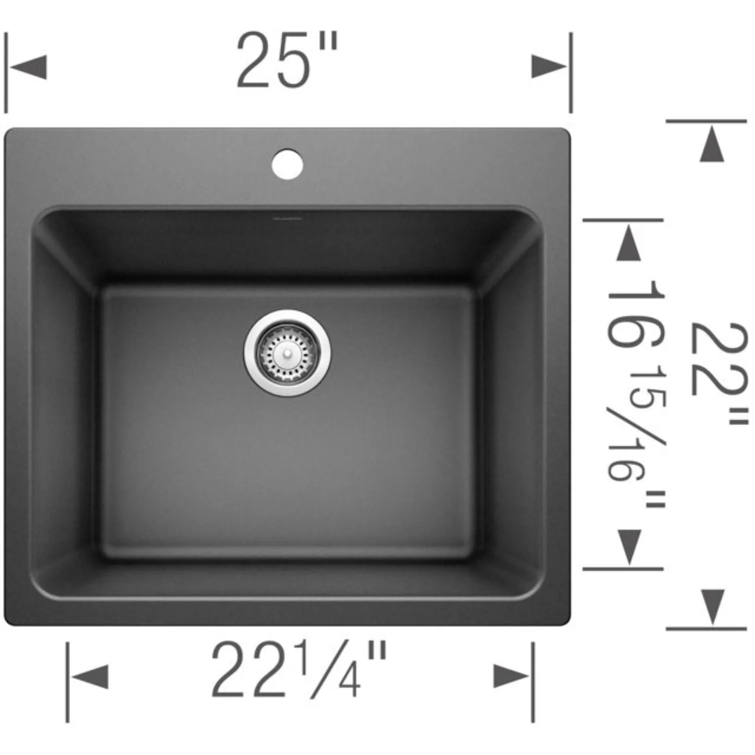Blanco 401927 Liven 25" Dual Mount Single Basin Silgranit Laundry Sink - Black