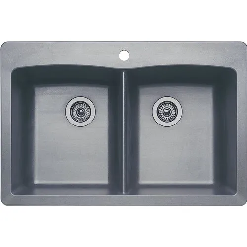 Blanco 440218 Diamond Double-Basin Drop-In or Undermount Granite Kitchen Sink, Cafe Brown