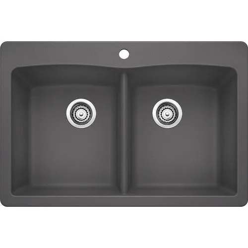 Blanco 440218 Diamond Double-Basin Drop-In or Undermount Granite Kitchen Sink, Cafe Brown