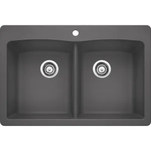 Blanco 440218 Diamond Double-Basin Drop-In or Undermount Granite Kitchen Sink, Cafe Brown