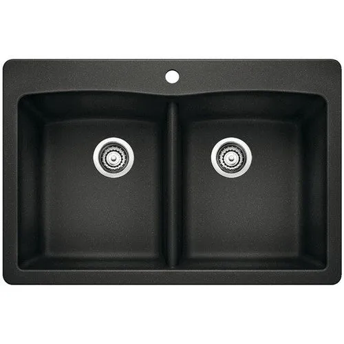 Blanco 440218 Diamond Double-Basin Drop-In or Undermount Granite Kitchen Sink, Cafe Brown