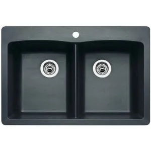 Blanco 440220 Diamond Dual Mount Composite 33 in. 1-Hole Double Bowl Kitchen Sink in Anthracite