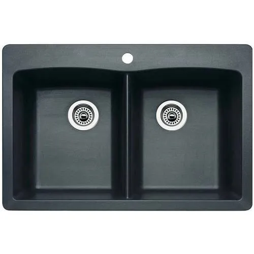 Blanco 440220 Diamond Dual Mount Composite 33 in. 1-Hole Double Bowl Kitchen Sink in Anthracite