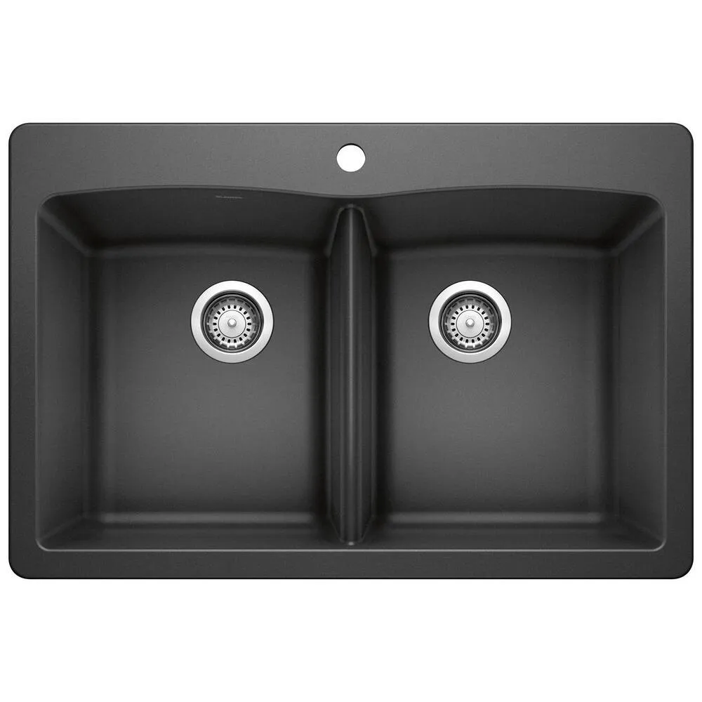 Blanco 440220 Diamond Dual Mount Composite 33 in. 1-Hole Double Bowl Kitchen Sink in Anthracite
