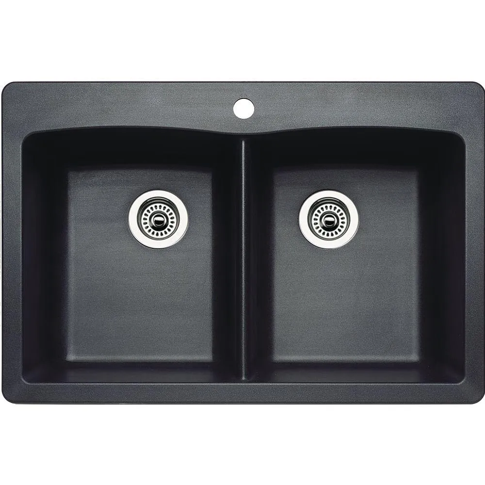 Blanco 440220 Diamond Dual Mount Composite 33 in. 1-Hole Double Bowl Kitchen Sink in Anthracite