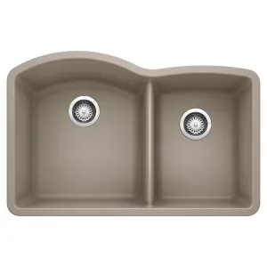 Blanco 441284 DIAMOND Undermount Granite Composite 32 in. 60/40 Double Bowl Kitchen Sink in Truffle