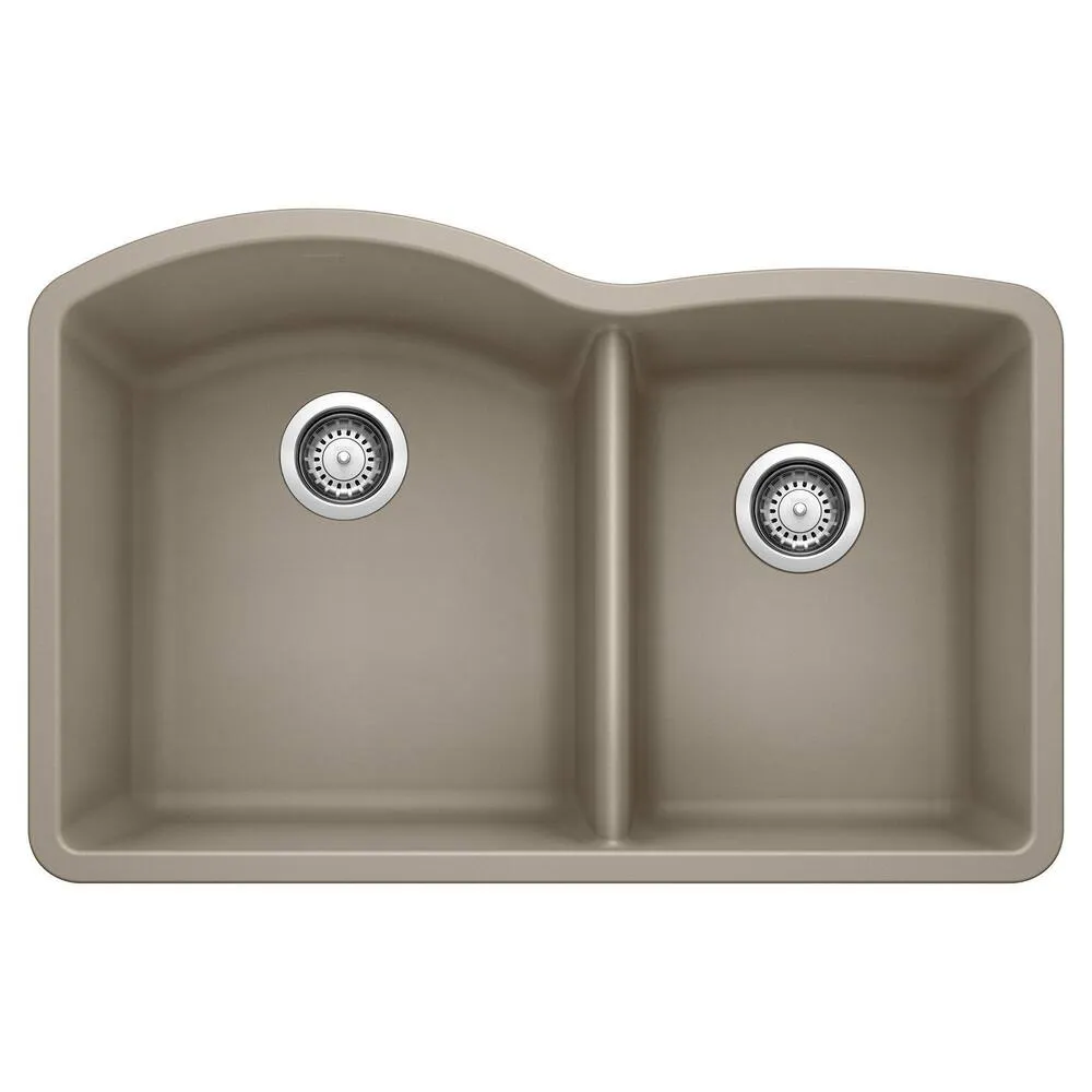 Blanco 441284 DIAMOND Undermount Granite Composite 32 in. 60/40 Double Bowl Kitchen Sink in Truffle