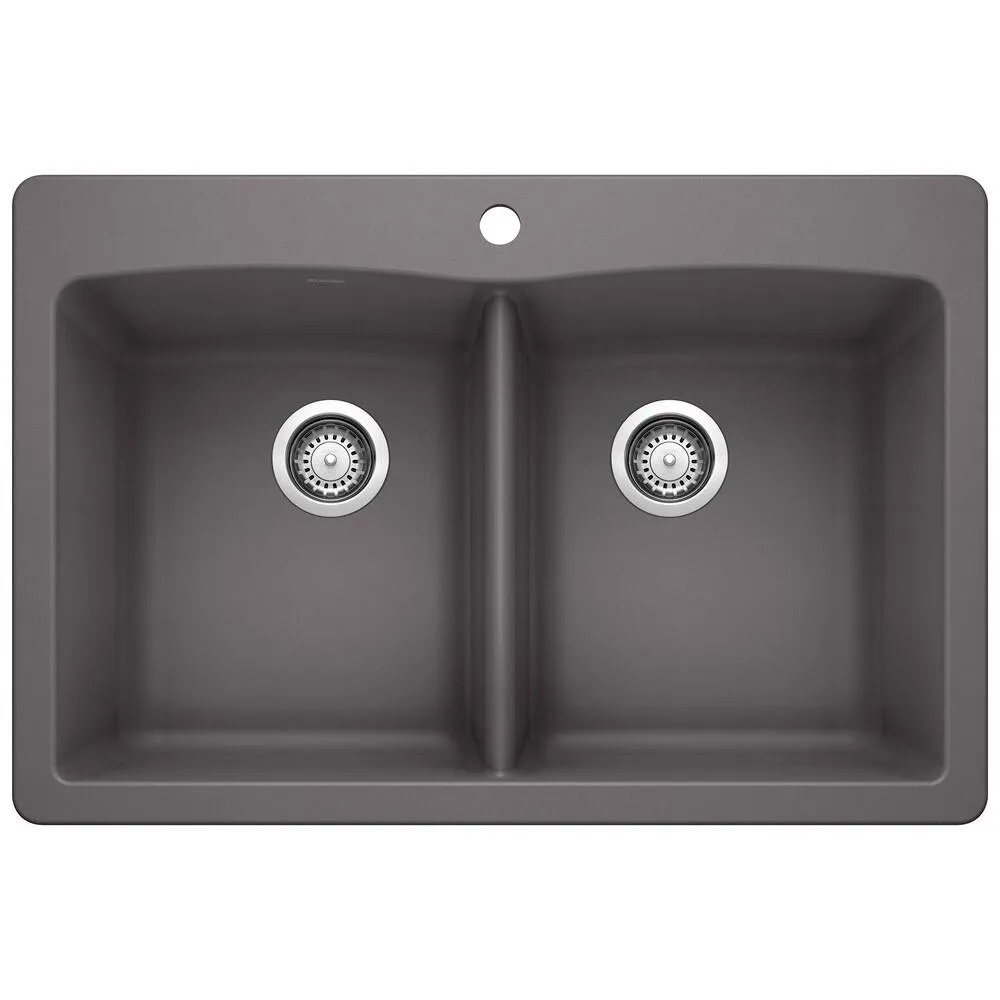 Blanco 441466 Silgranit II Diamond Equal Double Bowl, Cinder