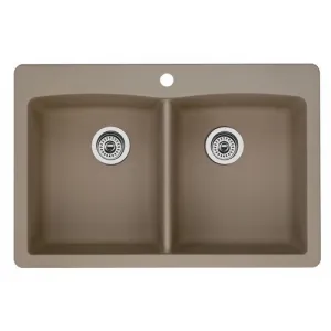 Blanco 441466 Silgranit II Diamond Equal Double Bowl, Cinder
