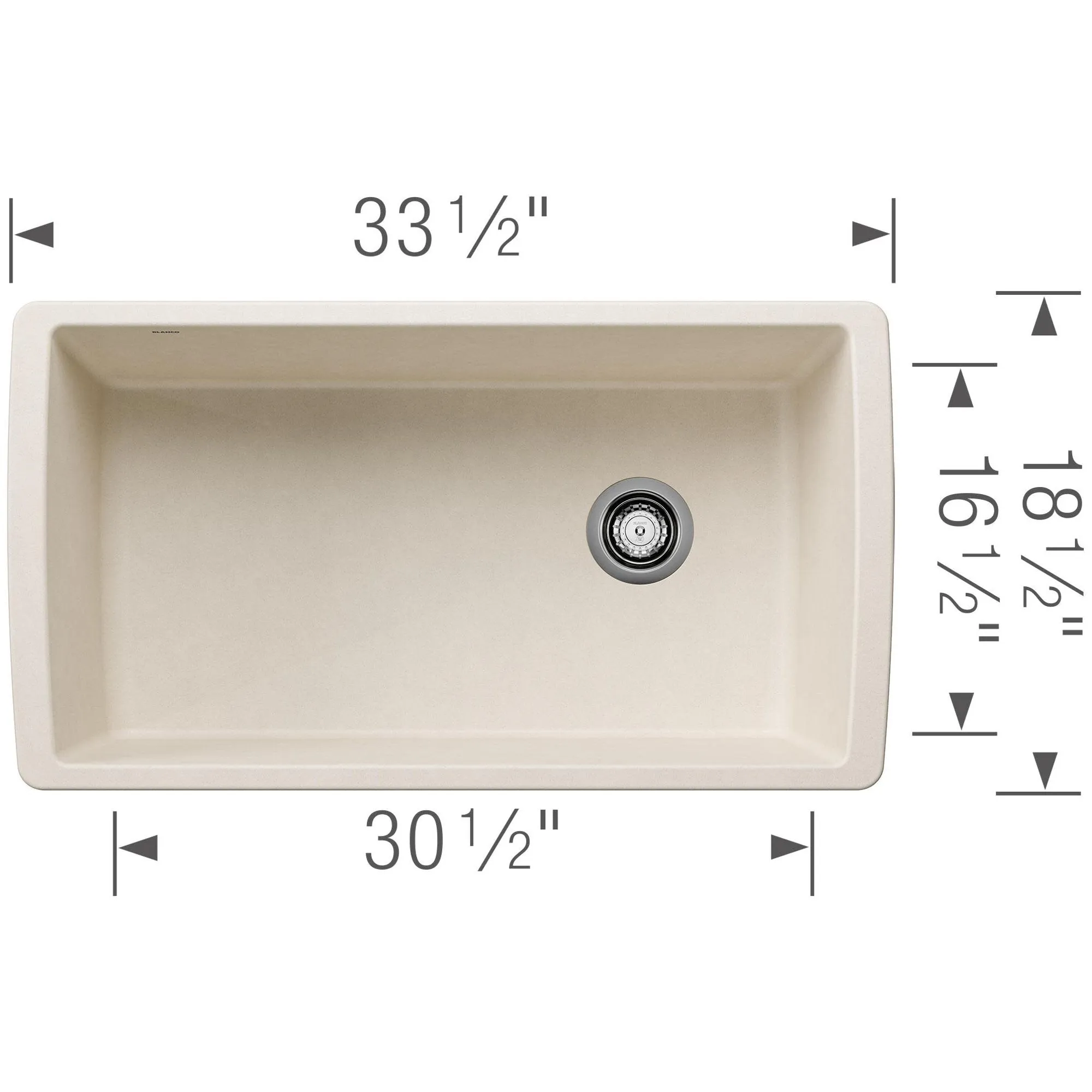 Blanco 441767 Diamond 33-1/2" Undermount Single Basin Silgranit Kitchen Sink - White