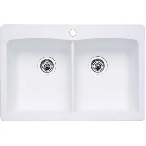 Blanco 511-601 Diamond Equal Double Bowl Kitchen Sink, White Finish