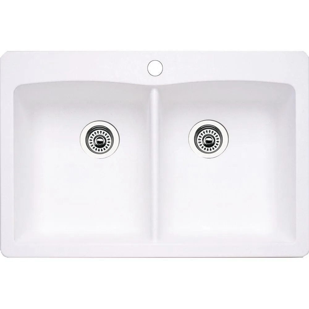 Blanco 511-601 Diamond Equal Double Bowl Kitchen Sink, White Finish