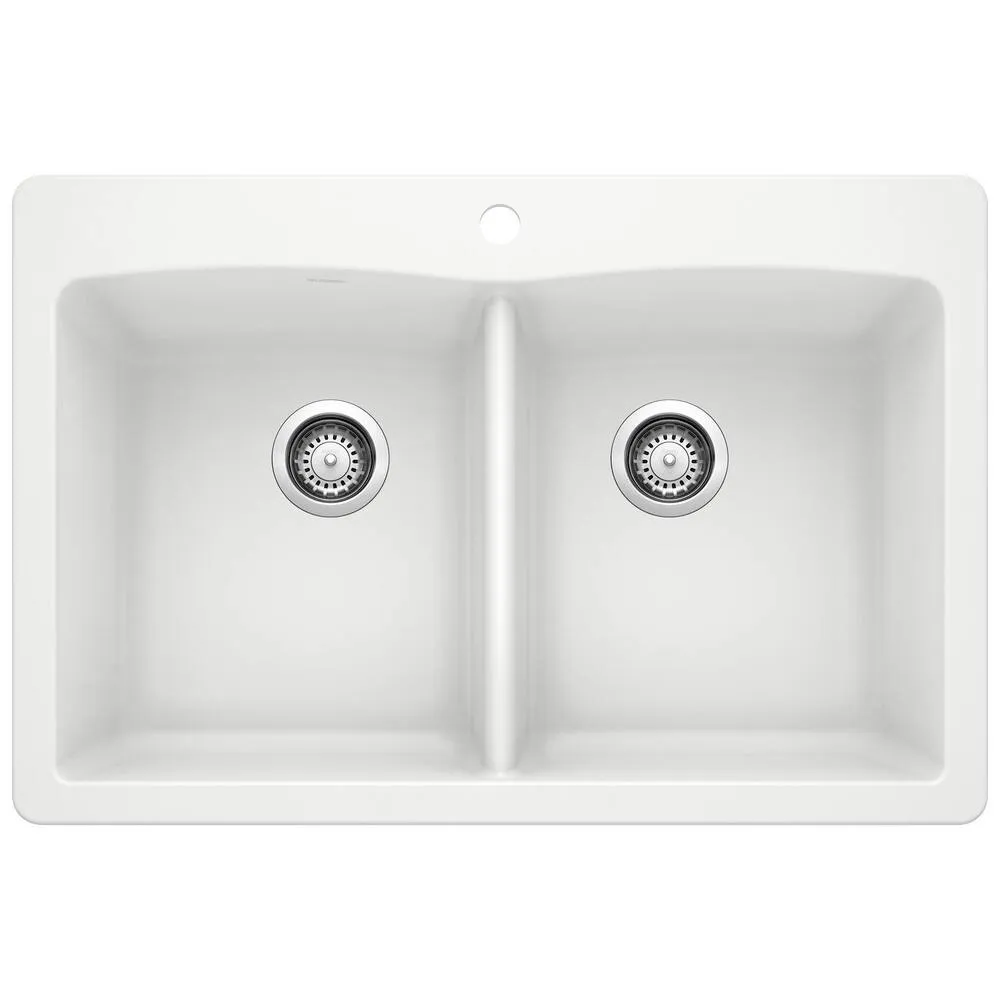 Blanco 511-601 Diamond Equal Double Bowl Kitchen Sink, White Finish