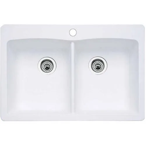 Blanco 511-601 Diamond Equal Double Bowl Kitchen Sink, White Finish